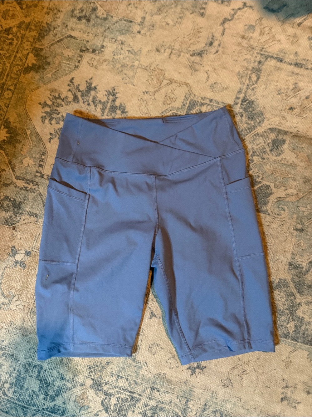 High-Rise Performance Women's Bike Shorts — Dusty Blue